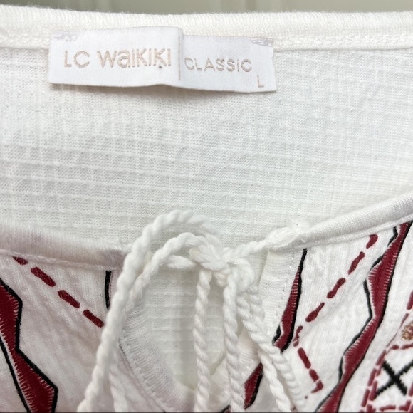 NWOT LC Waikiki | Boho Style Long Sleeve Tie Collar  Blouse Size Large - Picture 7 of 9